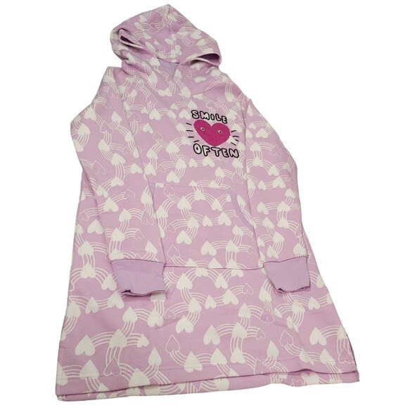 Spotted Zebra Girls Hooded Sweatshirt Dress Smile Often Stitched Purple Size XL - Picture 3 of 12